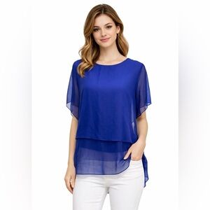 Dex 1965 Blue layer, ruffle blouse size L